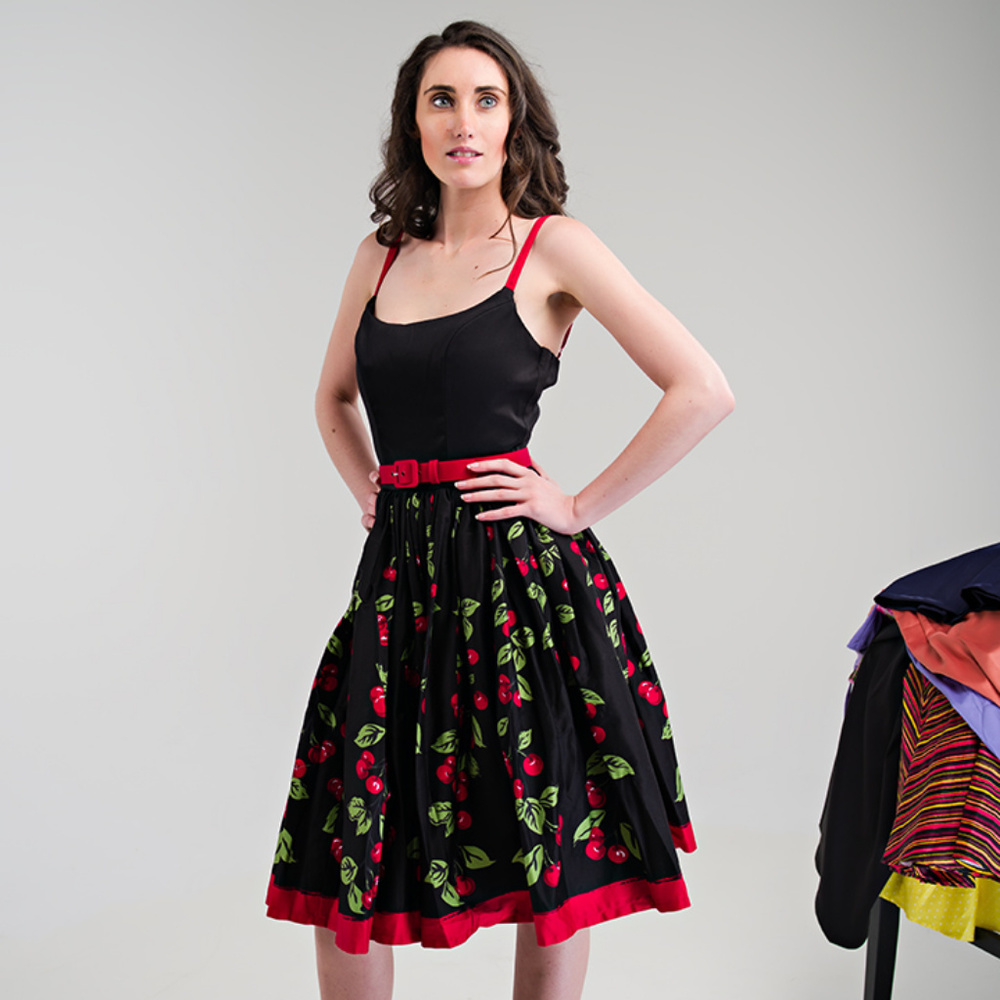 Jenny - Cherry 60's Swing Dress